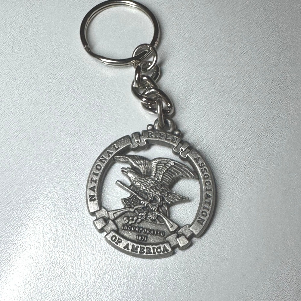 National Rifle‎ Association NRA Keychain Eagle Silver Tone Incorporated 1871